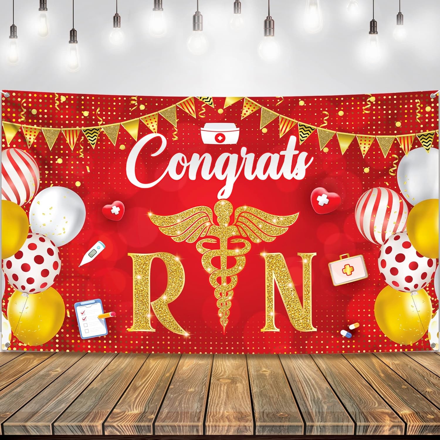 , Congratulations Grad Banner - Large, 72X44 Inch | Glitter Black and Gold Graduation Backdrop, Graduation Decorations Class of 2024 | Congratulations Banner, 2024 Graduation Party Decorations