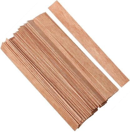 100Pcs Wooden Candle Wicks, Candle Making Wicks 5.1 X 0.5 Inch Naturally Smokeless Wooden Candle Wicks Candle Cores with Iron Stand for DIY Candle Making(50 Set)