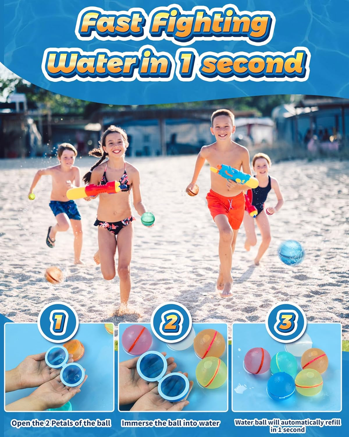 Reusable Water Balloons, Magnetic Refillable Water Balls, Summer Outdoor Water Toy for Kids and Adults, Self Sealing Quick Fill Water Balloons Pool Beach Toys for Boys and Girls (12 Pcs)