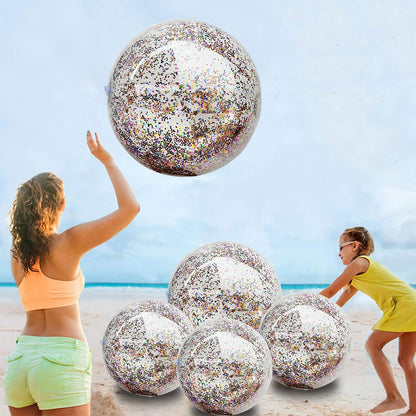 5 Pack Sequins Beach Balls Pool Toys Balls 16 Inch 24 Inch Confetti Glitters Inflatable Clear Beach Ball Swimming Pool Water Beach Toys Summer Outdoor Party Favors for Kids Adults