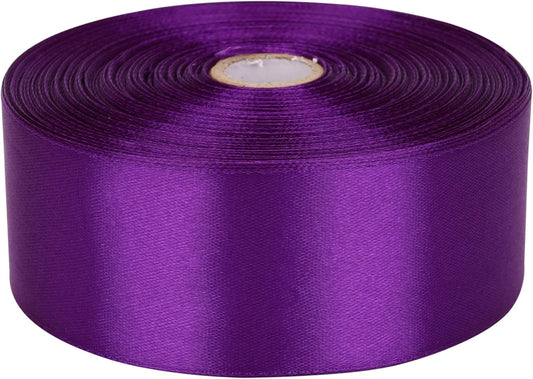 1-1/2 Inch Purple Satin Ribbon 50 Yards Solid Fabric Ribbons Roll for Wedding Invitations, Bridal Bouquets, Sewing, Party Decorations, Gift Wrapping and More