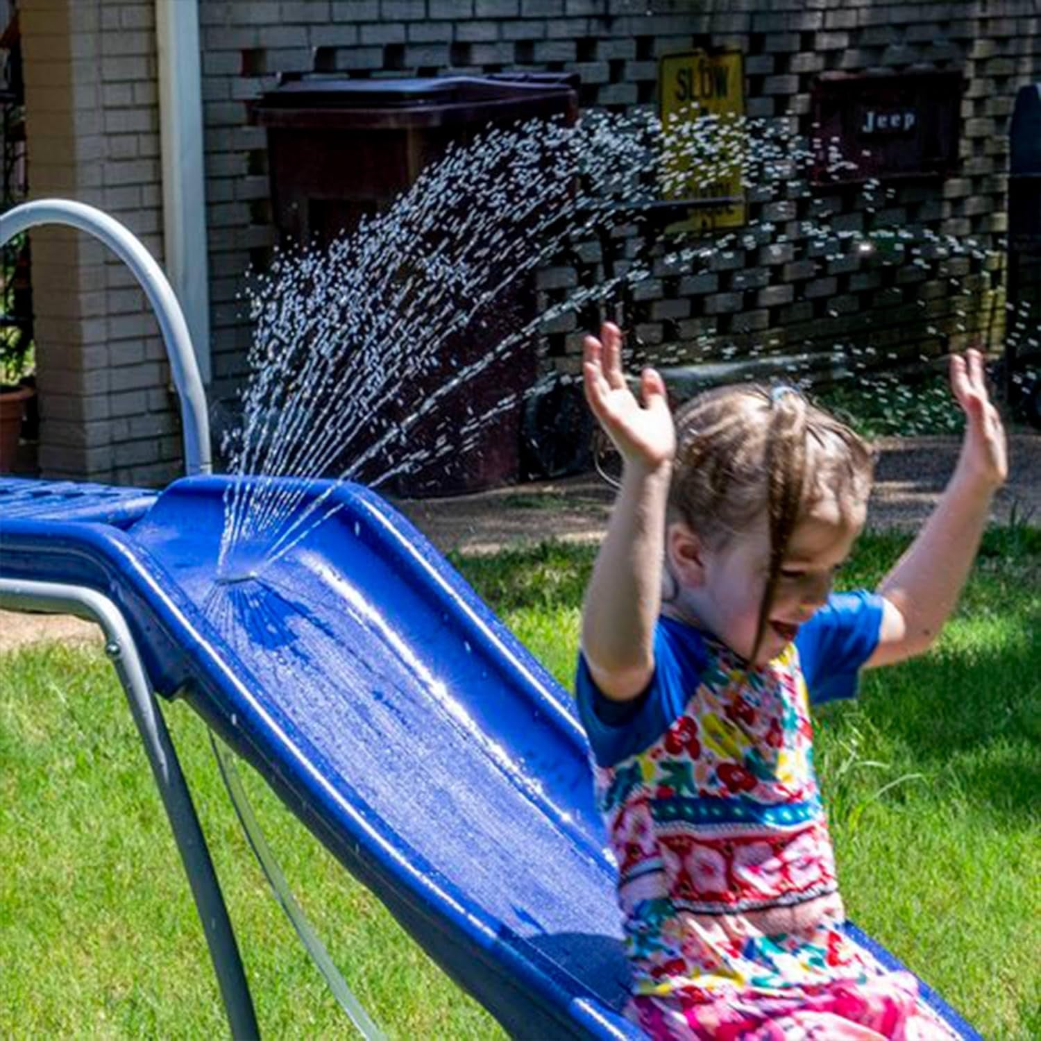 6' Water Wave Slide, Free Standing with Built in Adjustable Water Sprinkler and Bonus Ground Water Slide Tarp by