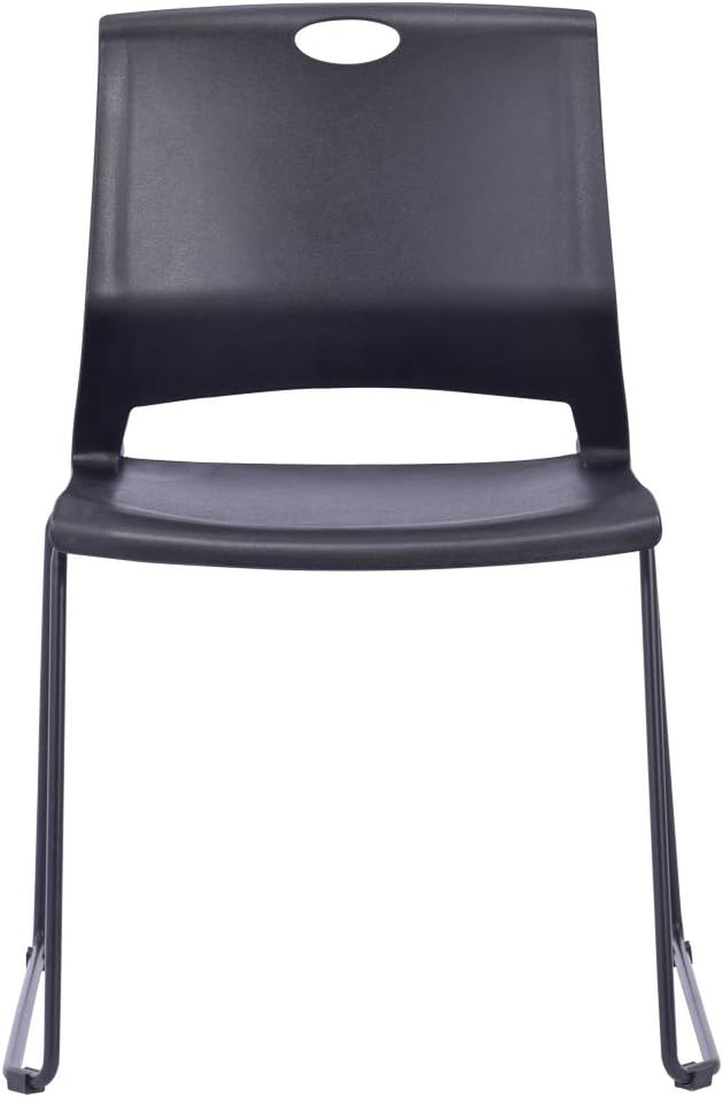 Stacking Chairs Stackable Waiting Room Chairs Conference Room Chairs-Black (Set of 4)