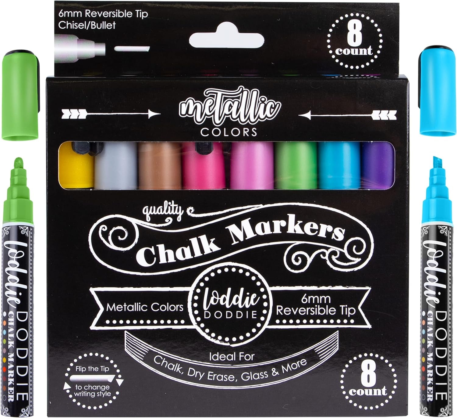 Liquid Chalk Markers for Chalkboard - 6Mm Reversible Chisel and Bullet Tips, Chalkboard Markers Erasable, Macaron Pastel Chalk Pens 8 Count