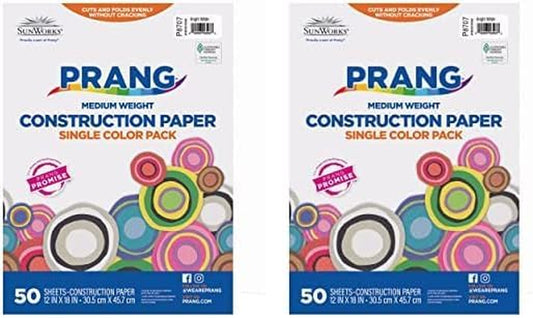 (Formerly ) Construction Paper, Bright White, 12" X 18", 50 Sheets (Pack of 2)