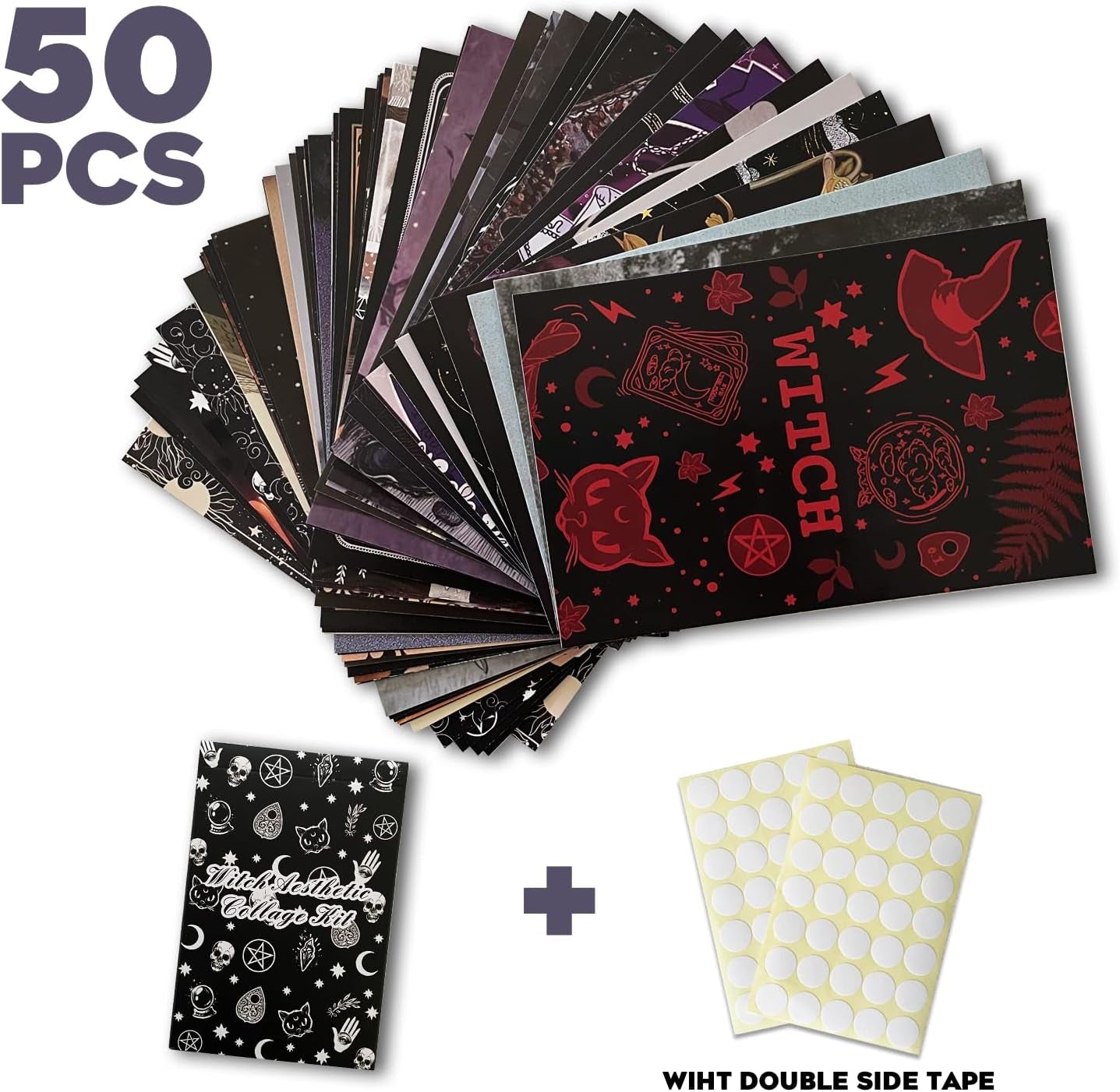 Witchy Room Decor Aesthetic, Witch Decor, Withy Aesthetic Wall Collage Kit, 50Pcs Witchy Posters for Room, Gothic Decor, Wiccan Decor, Pagan Decor (Set of 50, 4" × 6")