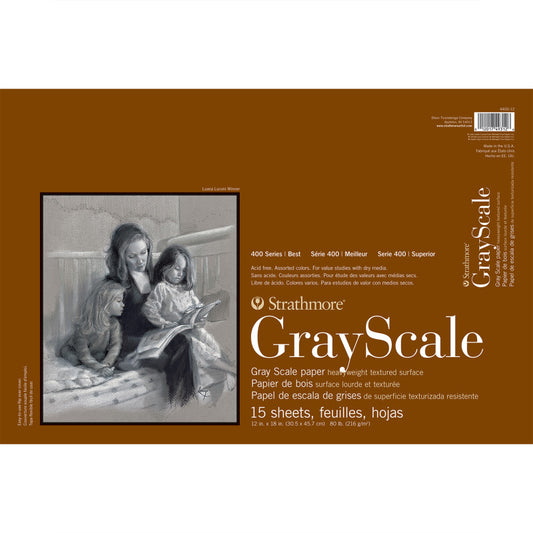400 Series Grayscale Paper Pad, Glue Binding, 15 Sheet, 12x18 inch, 1 Count