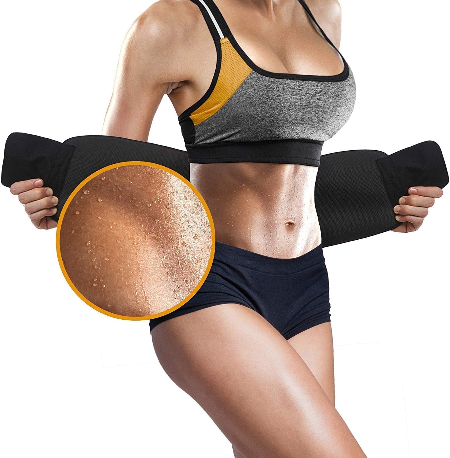 Waist Trainer for Women Lower Belly - Waist Trimmer Belt Sauna Tummy Toner Low Back and Lumbar Support with Sauna Suit Effect (Medium Black)