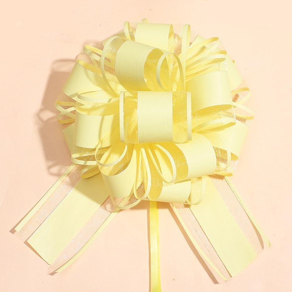 6 PCS Large Pull Bows,Yellow Gift Bow,6 Inches,Christmas, Party Birthday Gift Wedding Ribbon Bows for Wrapping Boxes or Flower Decorations, Valentine'S Day Gift Decorations