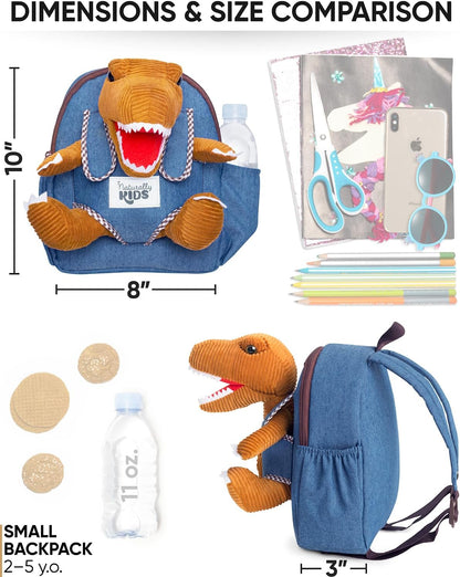 Dinosaur Backpack - Dinosaur Toys for Kids 3-5 - Kids Suitcase for Girl Boy W Stuffed Animal - Gifts for 7 Year Old - W Pockets & Reflective Logo - Rolling Backpack W Pink Triceratops