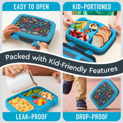 ® Kids Prints Leak-Proof, 5-Compartment Bento-Style Kids Lunch Box - Ideal Portion Sizes for Ages 3-7, Durable, Drop-Proof, Dishwasher Safe, & Made with Bpa-Free Materials (Dinosaur)