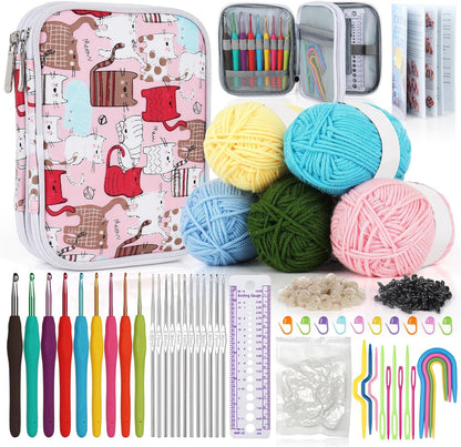 Crochet Hooks Kit with Case, 85-Piece, Ergonomic Crochet Needles Weave Yarn Kits DIY Hand Knitting Art Tools for Beginners and Experienced Crochet Lovers
