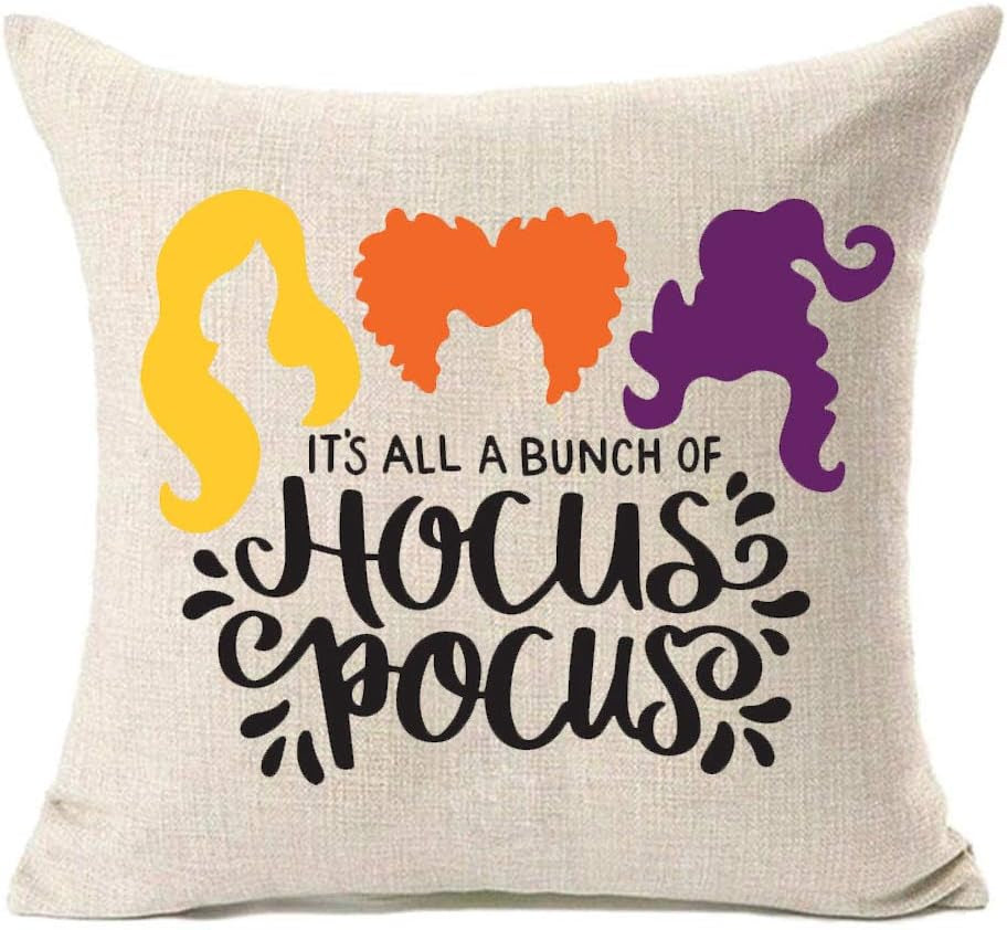It'S All a Bunch of Hocus Pocus Halloween Pillow Covers 16X16 Inch,Halloween Decorations Sanderson Sisters Throw Pillow Cover Cushion Case,Fall Decor