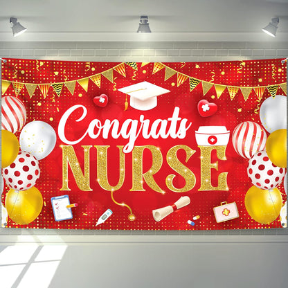 , Congratulations Grad Banner - Large, 72X44 Inch | Glitter Black and Gold Graduation Backdrop, Graduation Decorations Class of 2024 | Congratulations Banner, 2024 Graduation Party Decorations