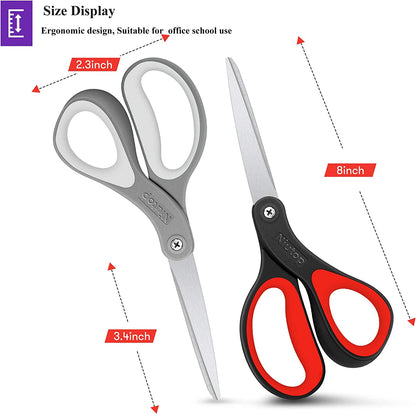 Scissors,  8" All Purpose Scissors Heavy Duty Ergonomic Comfort Grip Craft Shears Sharp Scissors for Office Home Household Sewing High/Middle School Students Teacher Art Craft DIY Supplies