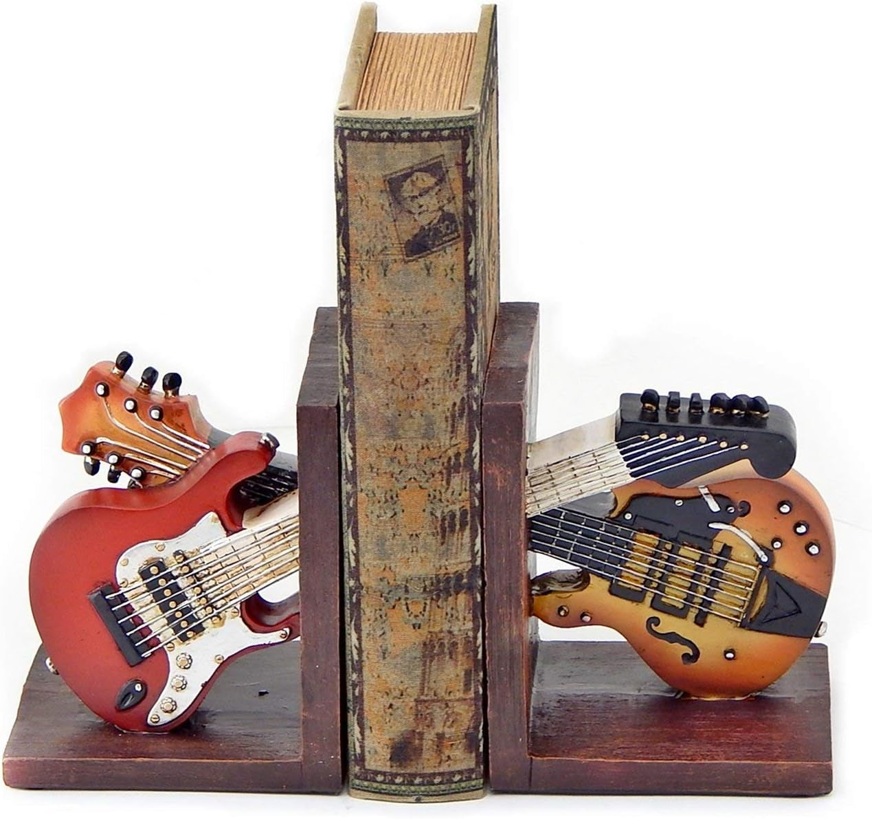 26249 Bookends Vintage Guitar Music Lovers Books Ends Holder Gifts 6 Inch