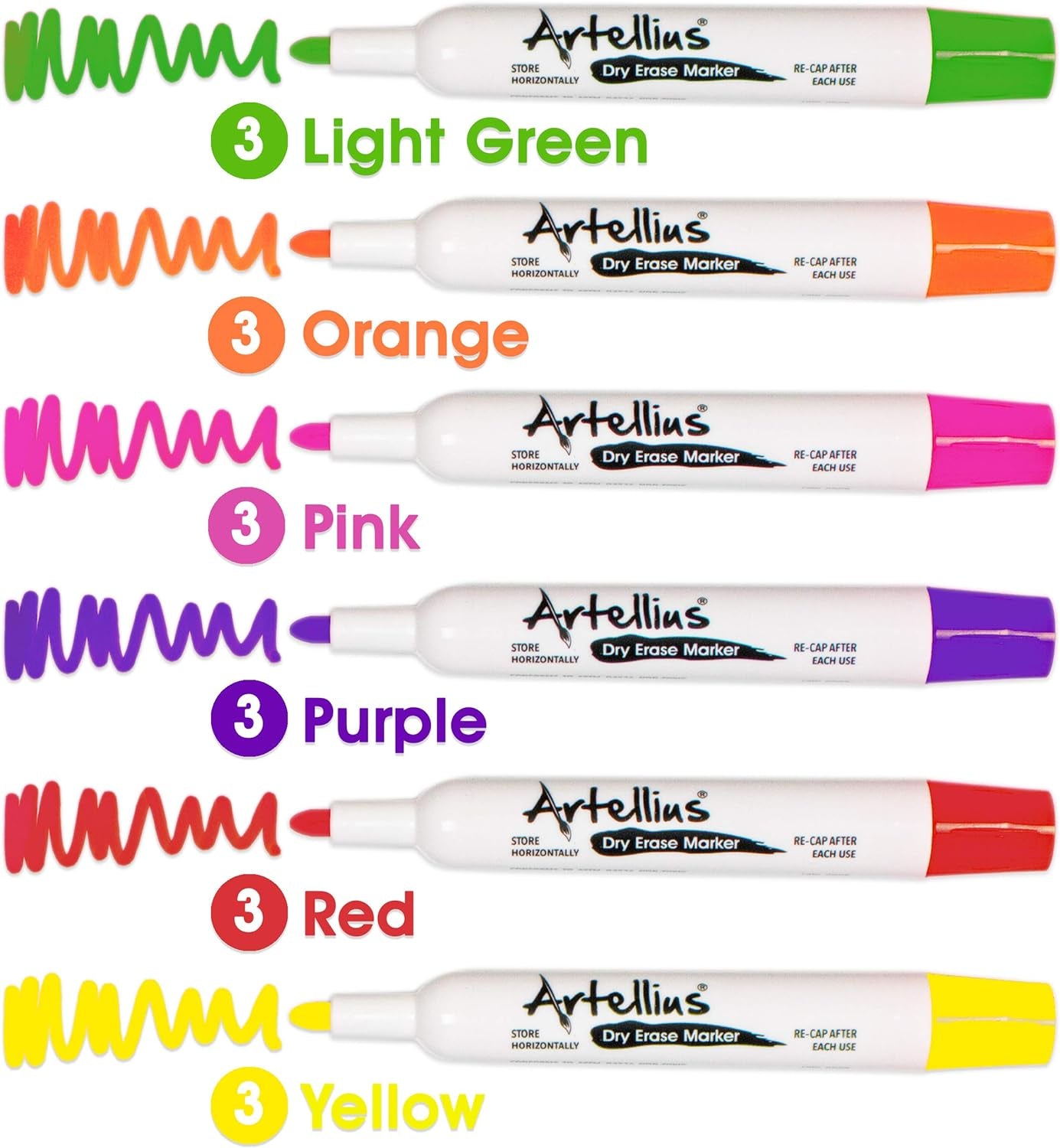 40 Pack of Dry Erase Markers (12 ASSORTED COLORS W/ 7 EXTRA BLACK) - Thick Barrel Design - Perfect Pens for Writing on Whiteboards, Dry-Erase Boards, Mirrors, & All White Board Surfaces