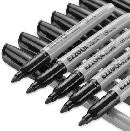 Permanent Markers Bulk, 72 Pack Black Permanent Marker Set, Fine Tip, Waterproof Markers, Premium Smear Proof Pens, Waterproof, Quick Drying, Office Supplies for School, Office, Home