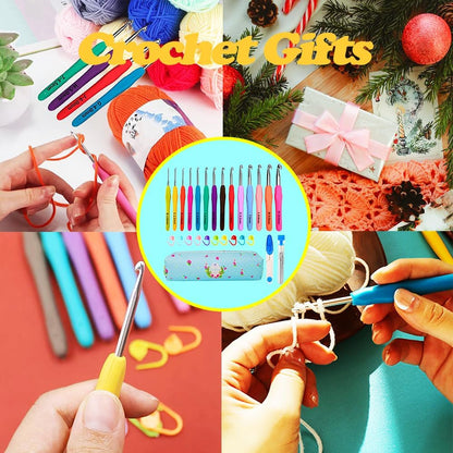 14 Size Crochet Hooks Set,Multicolor,2Mm(B)-10Mm(N) Ergonomic Crochet Hooks with Case for Arthritic Hands, Extra Long Crochet Needles