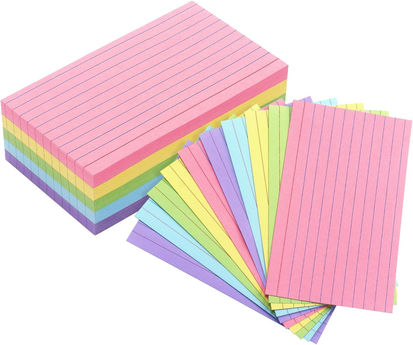 Ruled Index Cards Pastel Colored Index Flash Cards Note Cards for Studying, Home and Office Flashcards, 3 X 5 Inch, 180-Count