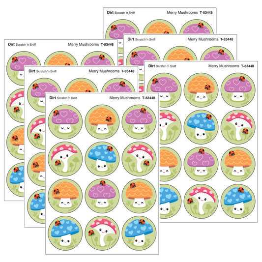 Merry Mushrooms, Dirt scent Scratch 'n Sniff Stinky Stickers®, 48 Per Pack, 6 Packs