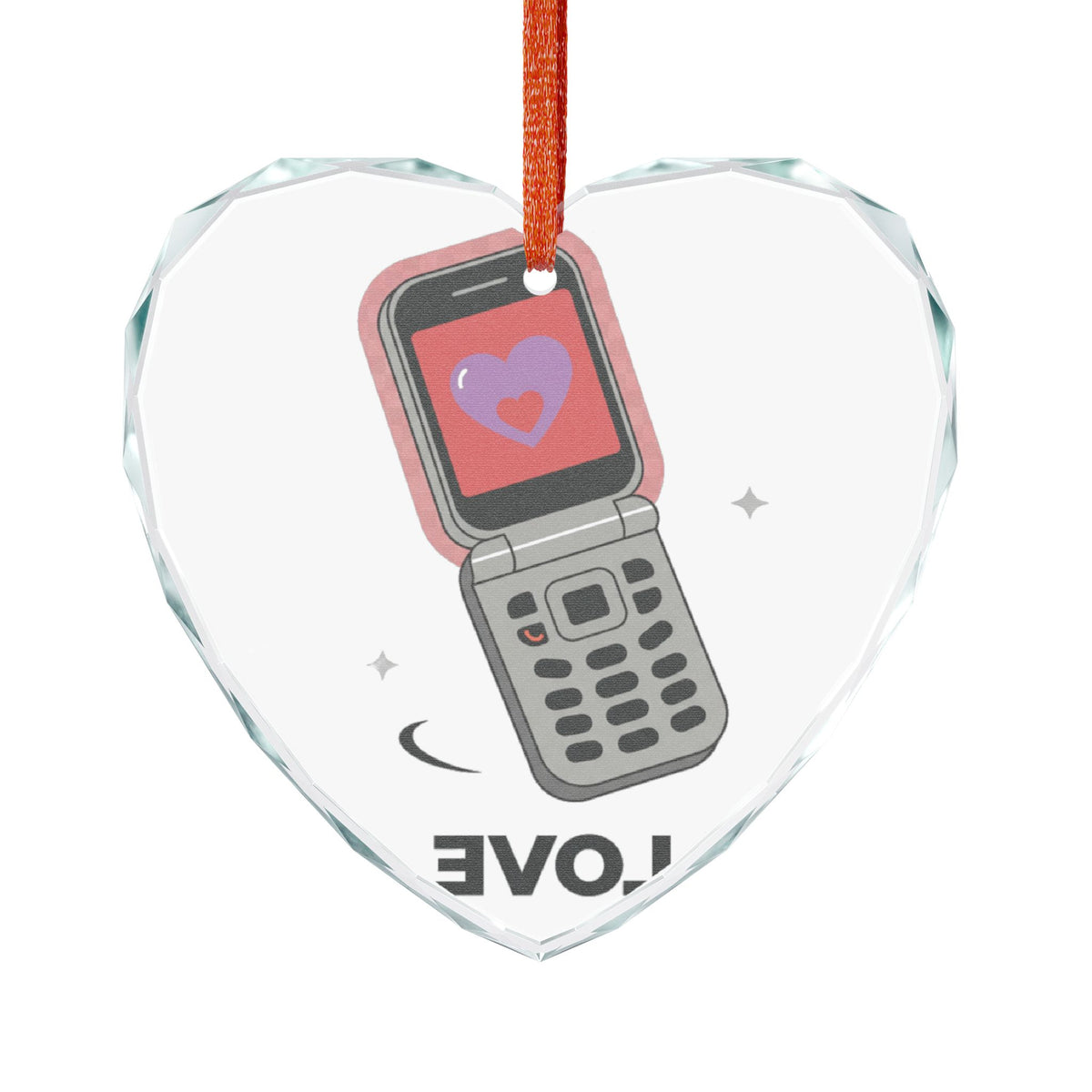 Y2K Flip Phone Heart Screen | Heart Crystal Glass Ornament Decor | Valentine & Galentine Gift for Friends & Lovers | Aesthetic Kawaii