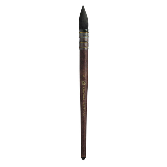 Neptune Quill Brush, Synthetic Bristles, Short Handle Watercolor Paintbrush, Dark Wood, Size 8, 1 Count