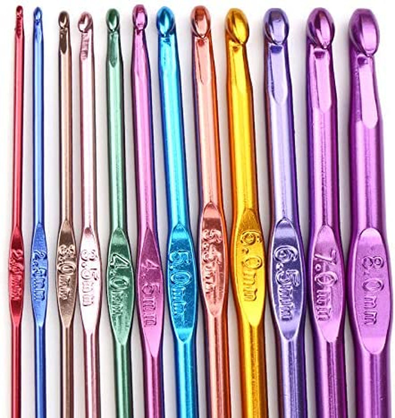 14PCS Aluminum Crochet Hooks Knitting Needles Craft Yarn 2.0Mm/2.5Mm/3.0Mm/3.5Mm/4.0Mm/4.5Mm/5.0Mm/5.5Mm/6.0Mm/6.5Mm/7.0Mm/8.0Mm/9.0Mm/10.0Mm