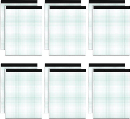 Graph Paper Pads 8.5 X 11, 8 Pack, 4X4 Quad Grid Paper Pad 8-1/2" X 11", White Quadrille Pad, Easy Tears off Design, Grid Notebook 8-1/2 X 11, White 70 GSM Graft Paper, 30 Sheets/Pad