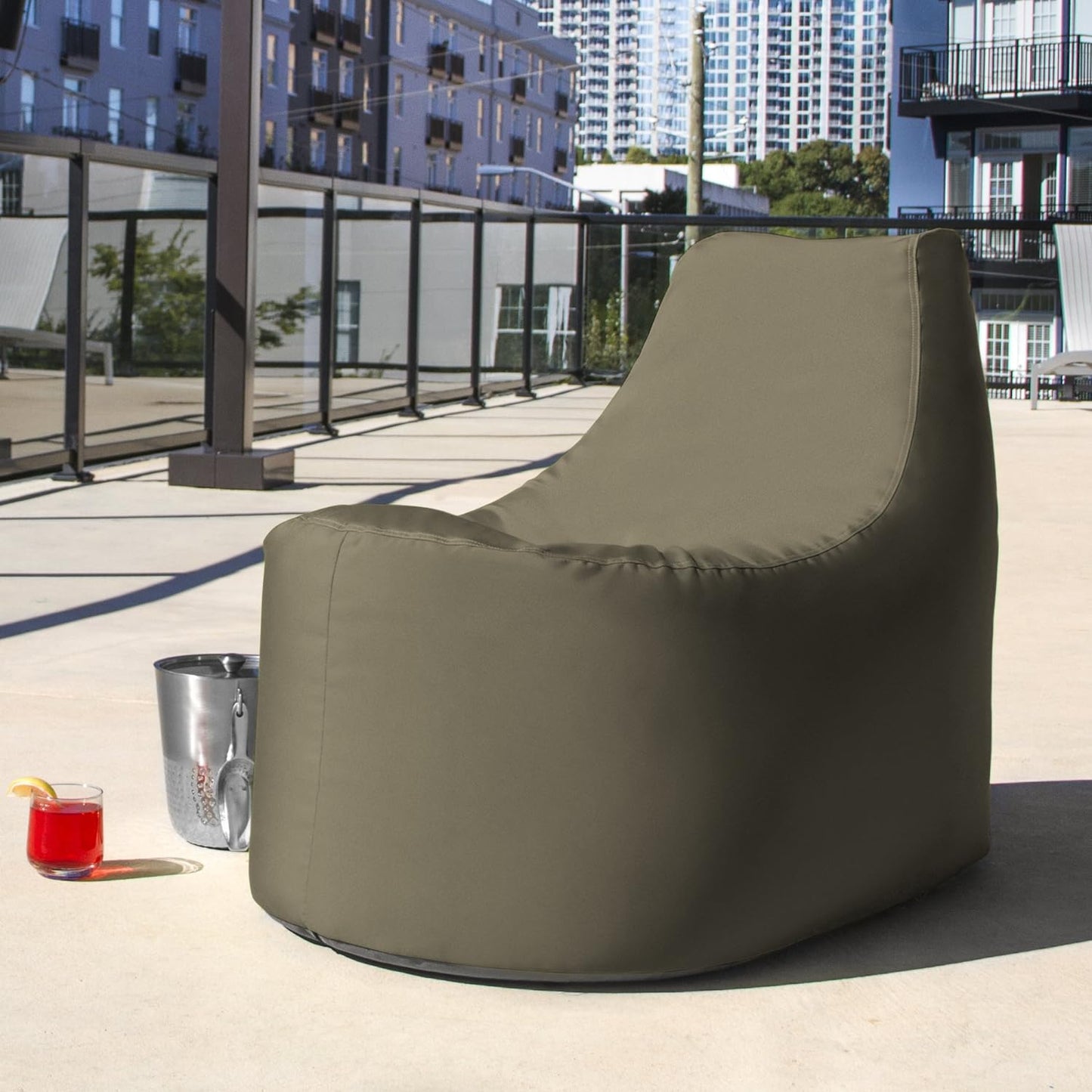 Avondale Outdoor Patio Bean Bag Chair, Taupe