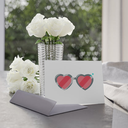Heart-Shaped Sunglasses (Pink Gradient) | Valentine Holiday Card & Postcard | Galentine’s, Lover & Friend Gift | Y2K Aesthetic