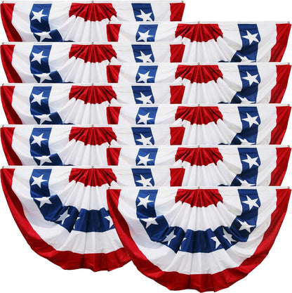 American Flags Bunting 3X6,4Th of July Decorations Outdoor,Fourth of July Bunting Flag Banners,Usa Flags Pleated Fan Flag,Patriotic Bunting for Outside,Red White and Blue Buntings Decorations