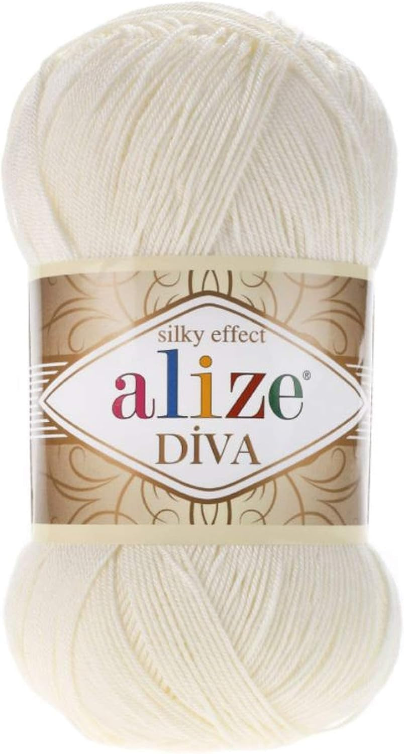 Diva Silk Effect 100% Microfiber Acrylic Yarn 1 Ball Skeins 100Gr 383Yds Color (361 - Navy)