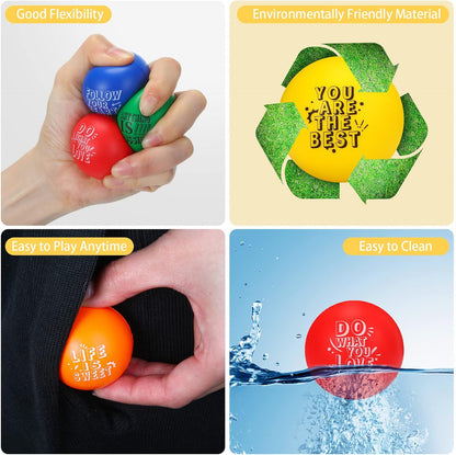 200 Pack Motivational Stress Relief Balls Anxiety Sensory Balls Bulk Hand Exercise Stress Balls with Quote Inspirational Sensory Fidget Ball for Adults Teens Kids Gift School Gifts