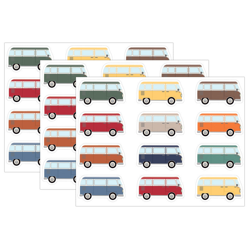 Moving Mountains Road Trip Camper Vans Mini Accents, 36 Per Pack, 3 Packs