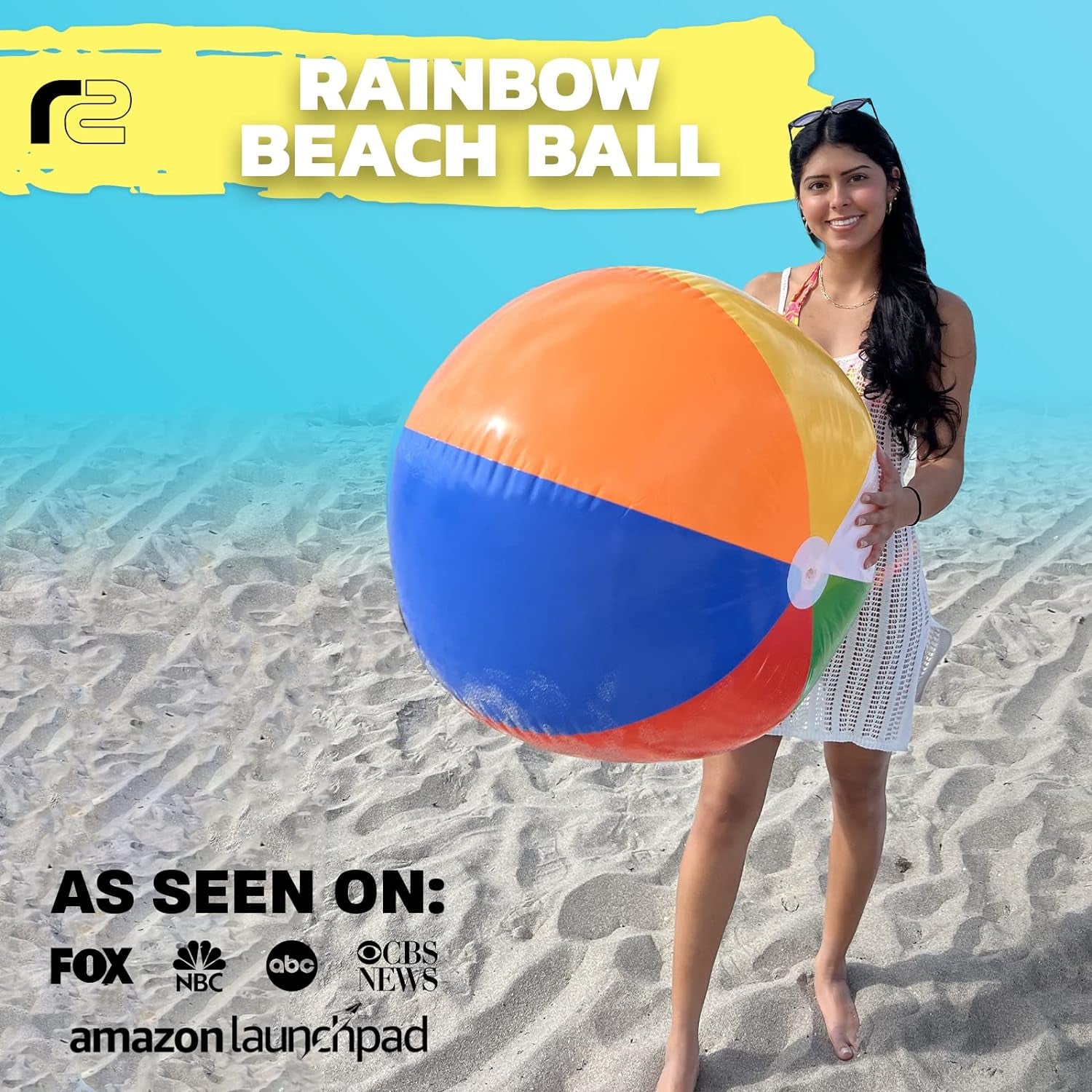 Large Beach Ball for Kids or Adults - Easy to Inflate and Durable Material to Last for Years of Fun - Comes in 3 Colors - Great Gift Idea for Boys & Girls All Ages - Also Best Pool Party Decoration Toy