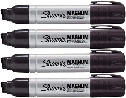 Pro Magnum Professional Permanent Marker, Oversized Chisel Tip, Black Ink, Pack of 4