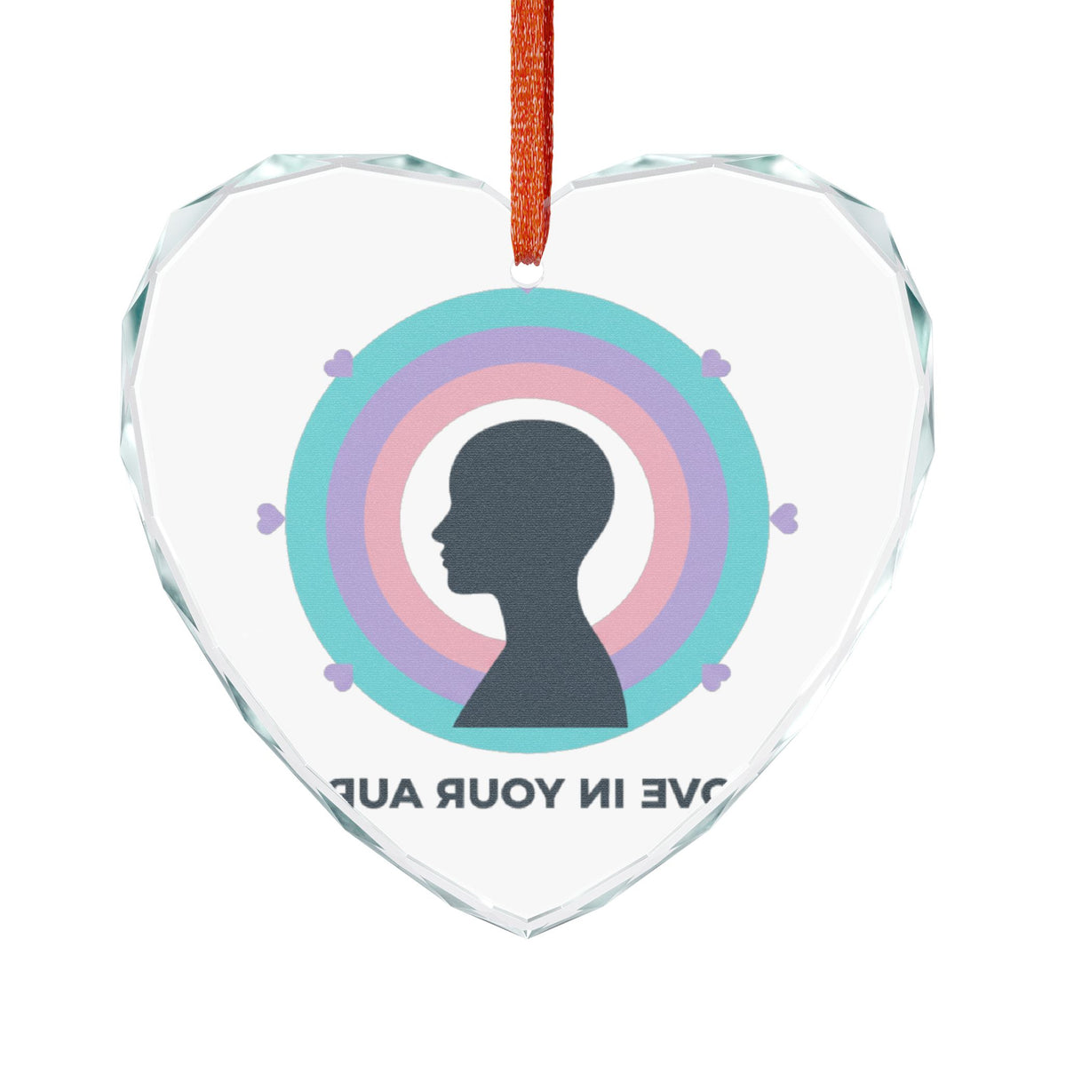Aura Silhouette Heart Glow | Crystal Glass Heart Ornament Decor | Valentine & Galentine Gift for Lover, Friend, Family | Y2K Gradient