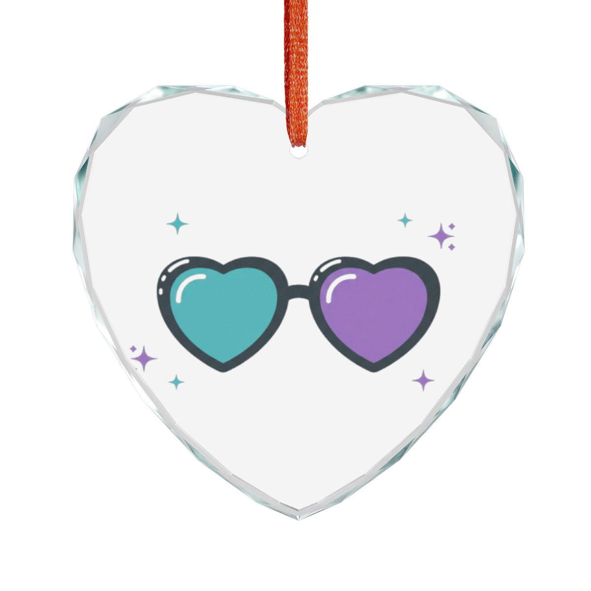 Y2K Heart Sunglasses | Crystal Glass Heart Ornament Decor | Valentine, Galentine’s & Bestie Gift | Pink Gradient Aesthetic