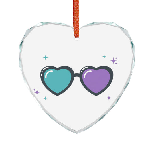 Y2K Heart Sunglasses | Crystal Glass Heart Ornament Decor | Valentine, Galentine’s & Bestie Gift | Pink Gradient Aesthetic