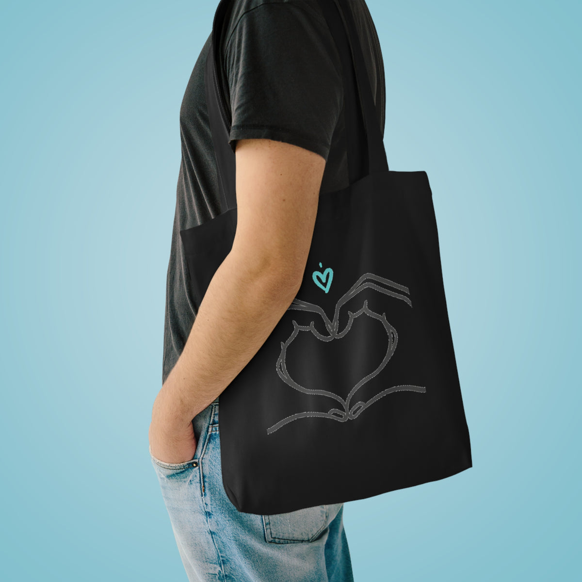 Line Art Heart Hands | Cotton Tote Bag for Everyday Carry | Valentine, Galentine’s & Couple Gift | Minimalist Aesthetic