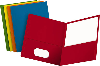 Two-Pocket Folders, Assorted Colors, Letter Size, 25 per Box (57513)