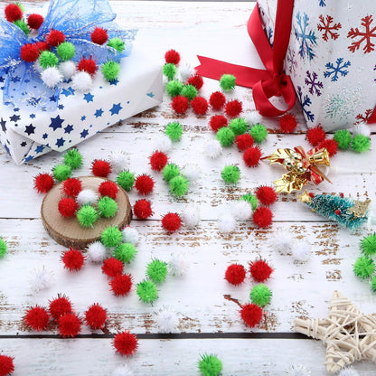 500 Pieces 0.5 Inch Sparkly Christmas Pompoms Dazzling Fluffy Pom Poms Balls Small Glitter Felt Pom Poms for Craft DIY Home Decorations Hobby Supplies