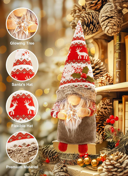 Gnome Christmas Tree Topper with 12Pcs Hanging Gnomes Ornaments,27.5 Inch Large Swedish Tomte Gnome Christmas Ornaments Santa Gnomes Plush Scandinavian Christmas Decorations Holiday Home Décor