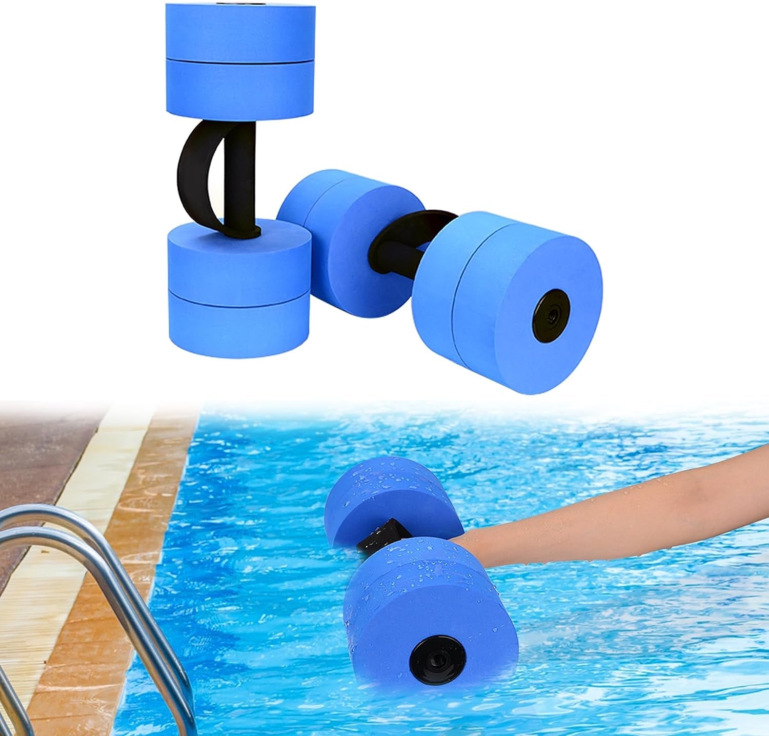 Aquatic Exercise Dumbbells Water Dumbbell Pool Resistance Aquatic Fitness Barbells with 4 High-Density EVA Foam Pool Weights Dumbbells, for Water Aerobics Weight Loss