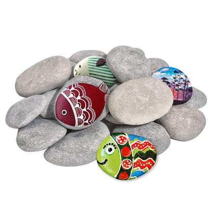 Large Painting Rocks, 30PCS Natural River Rocks, Flat Rocks for Painting, 2-3 Inches Stones for Arts & Crafting