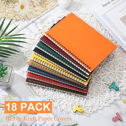 Spiral Notebook Bulk A5 College Ruled Journals Notebooks Lined 8.3 X 5.5 Inch Note Books Composition Writing Thick Paper Notebook for Office Business School Gifts Supplies(Multi Color, 18 Pcs)