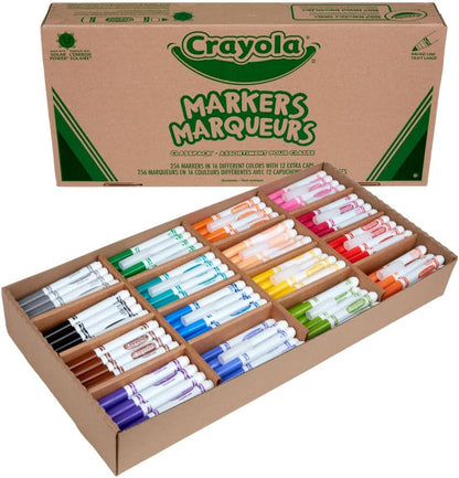 Classpack of 256 Broad Line Markers - Bulk School Supplies for Teachers and Students