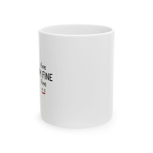 I'm Fine (This Is Fine) | 11oz Ceramic Coffee Mug, Wobbly Doodle Quote | Funny Friend & Family Gift | Chicken Scratch Irony