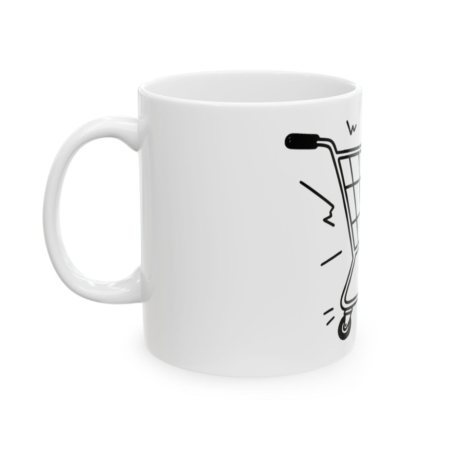 11oz Ceramic Mug, Feral Shopping Cart, Family Gift, Friend Gift